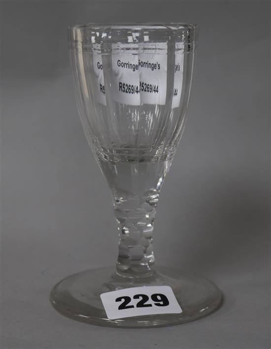 An early 19th century facet stem cut cordial glass 12cm